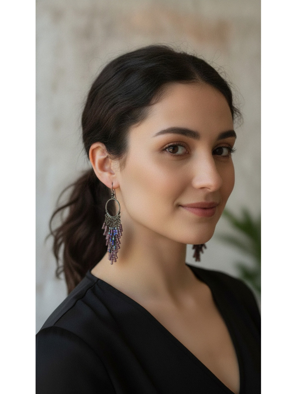 Bohemian Style Multicolor Beaded  chandelierEarrings